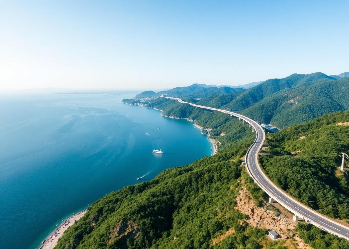 静岡県の海沿いを走る道路
